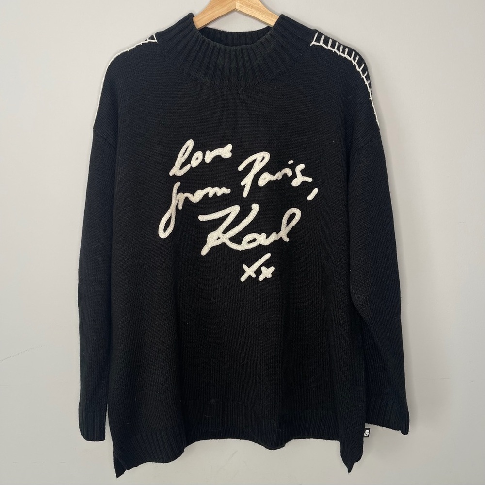 Women’s Karl Lagerfeld Paris logo sweater mock neck size X-Large xl‎